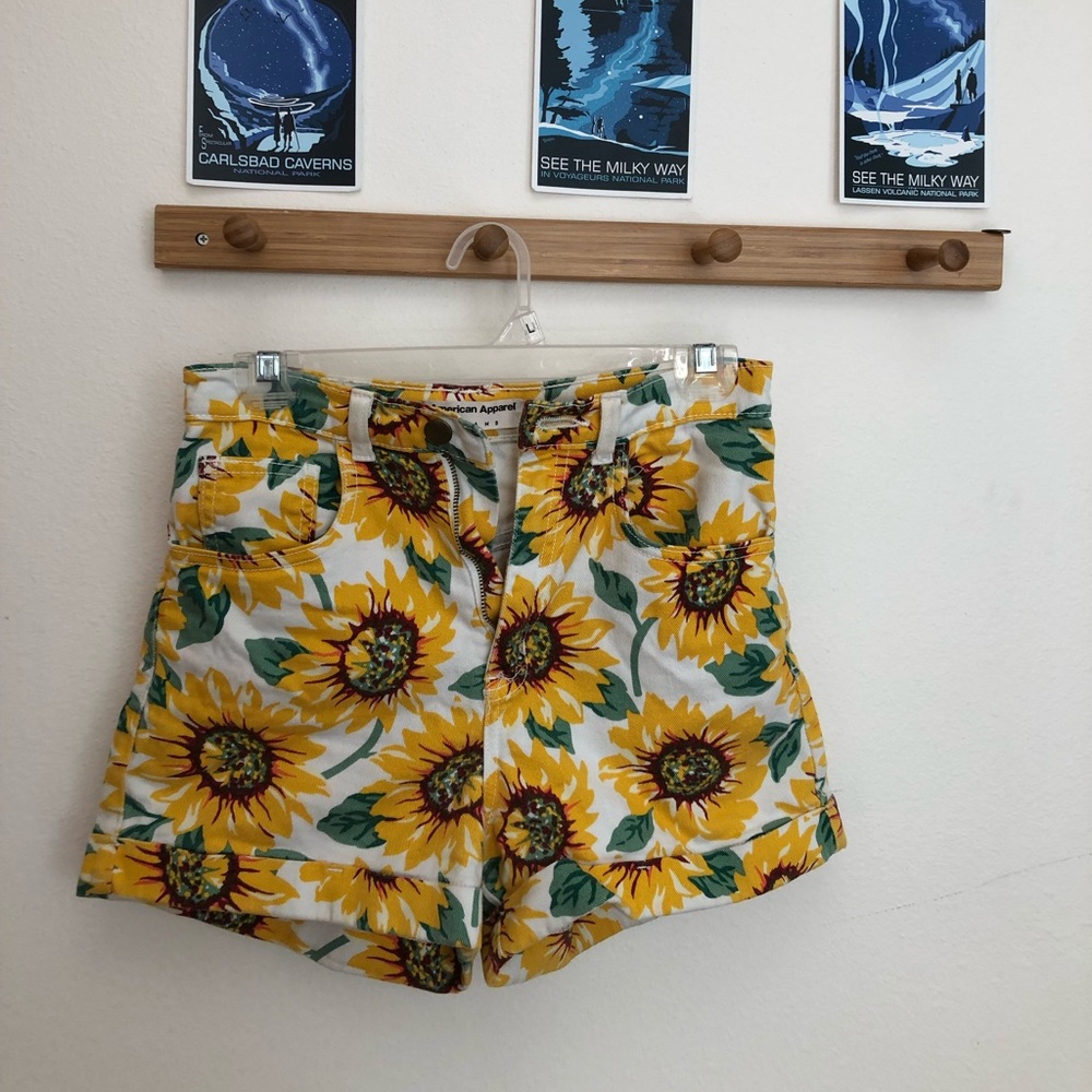 American Apparel high rise sunflower shorts